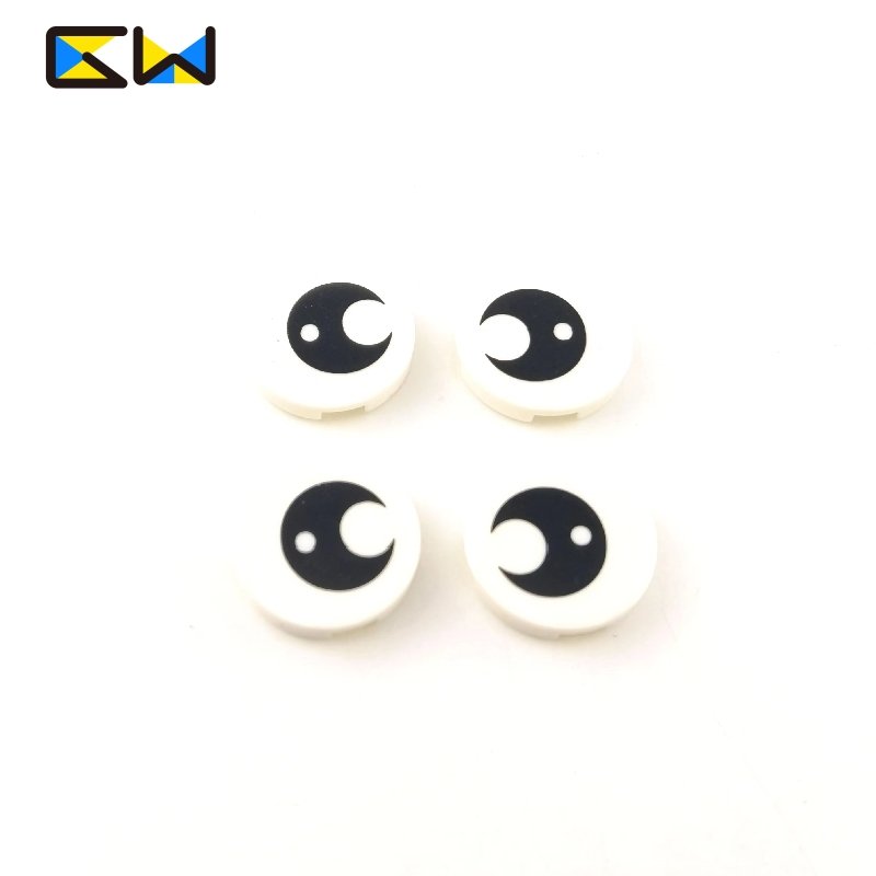 14769pb004 Tile  Round 2 x 2 with Bottom Stud Holder with Black Eye with Pupil Pattern